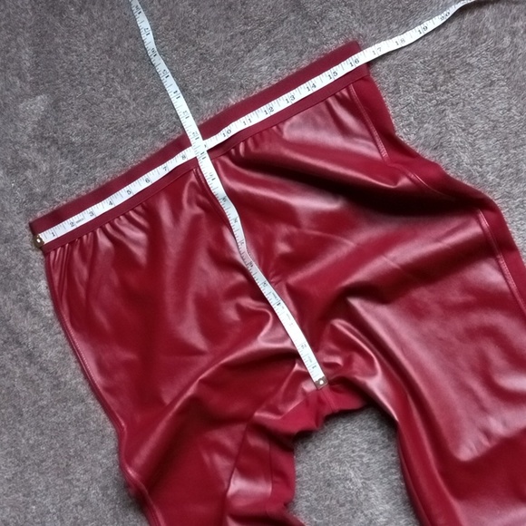 Roaman's rich burgundy faux leather leggings - Picture 7 of 10
